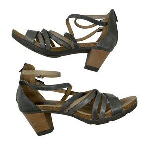Bussola Ja Jolla Greek Strappy Leather Sandals Block Heel & Back Zipper